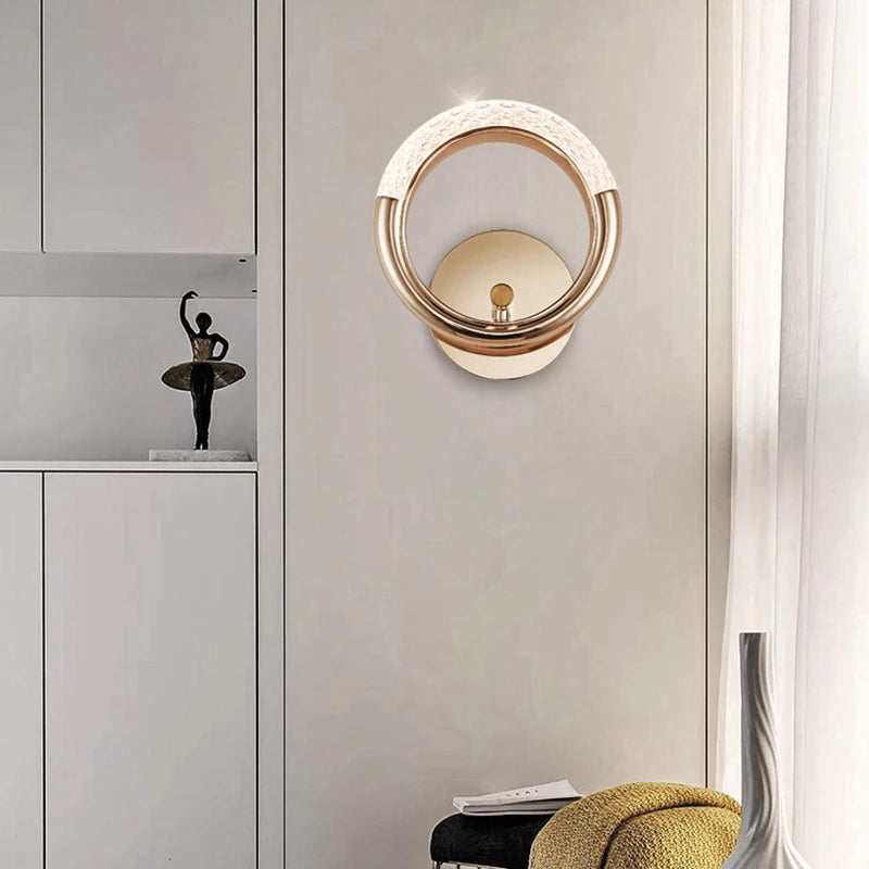 Modern Nordic Luxury Decor Wall Lamp Iron Base Acrylic Lampshade Exquisite Night Sconce Light LED Bedroom Decoration Wall Lustre