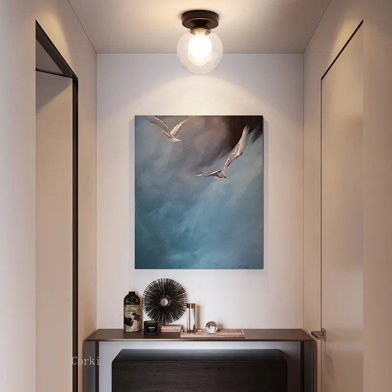 Modern Simple Corridor Ceiling Light Nordic Personality Creative round Glass Ball Ceiling Lamp for Home Decor Fixtures