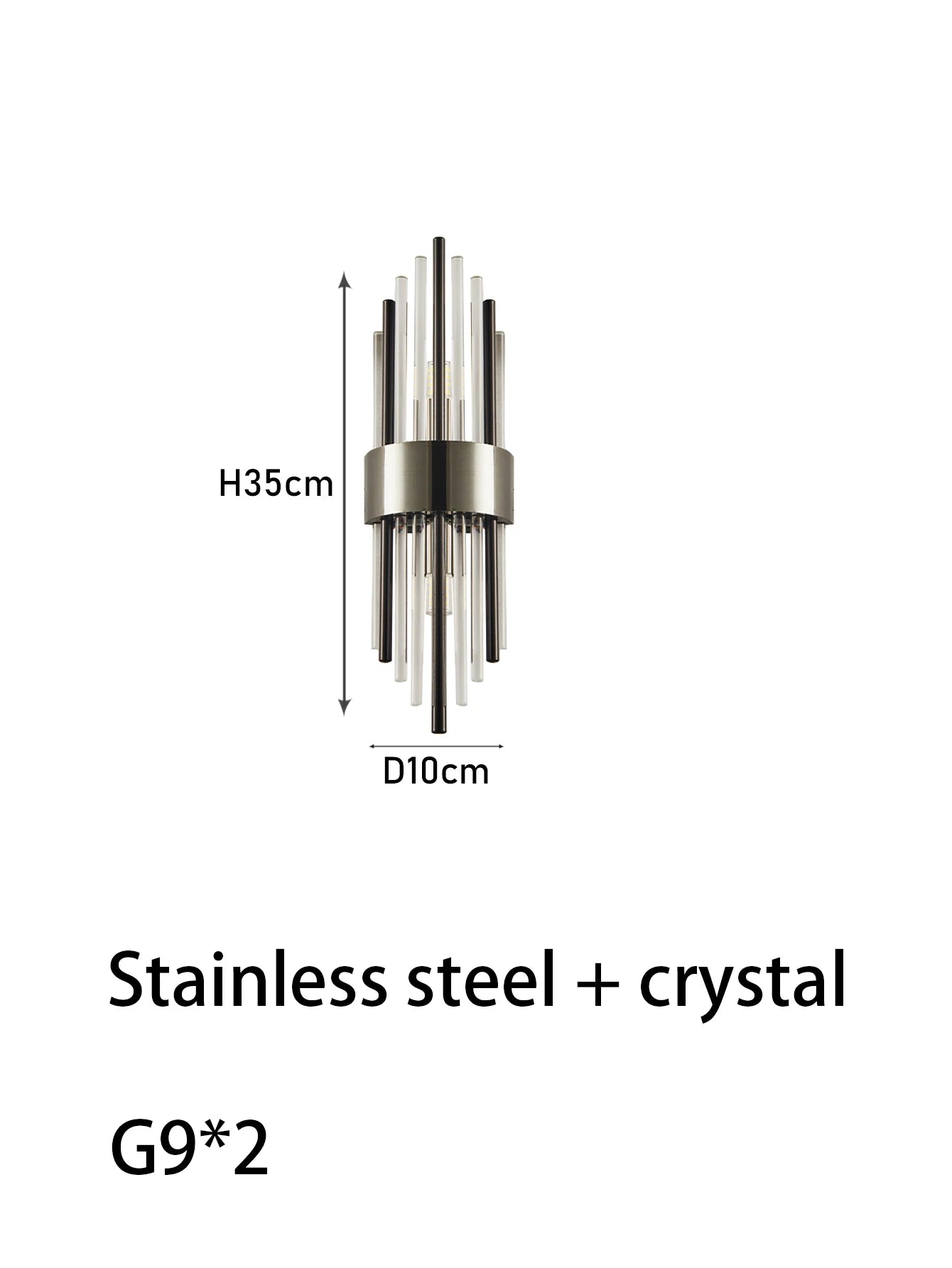 110-240V Crystal Wall Light Golden/Black Stainless Steel Lustre Bedroom Room Decoration LED Neutral Light Lamp