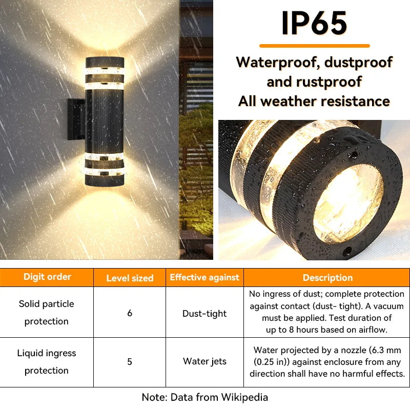 LED Outdoor Wall Lights E27 up down Exterior Wall Sconce IP65 Waterproof Led Sconce Lamp for Porch Front Door Garden Wall Lamp