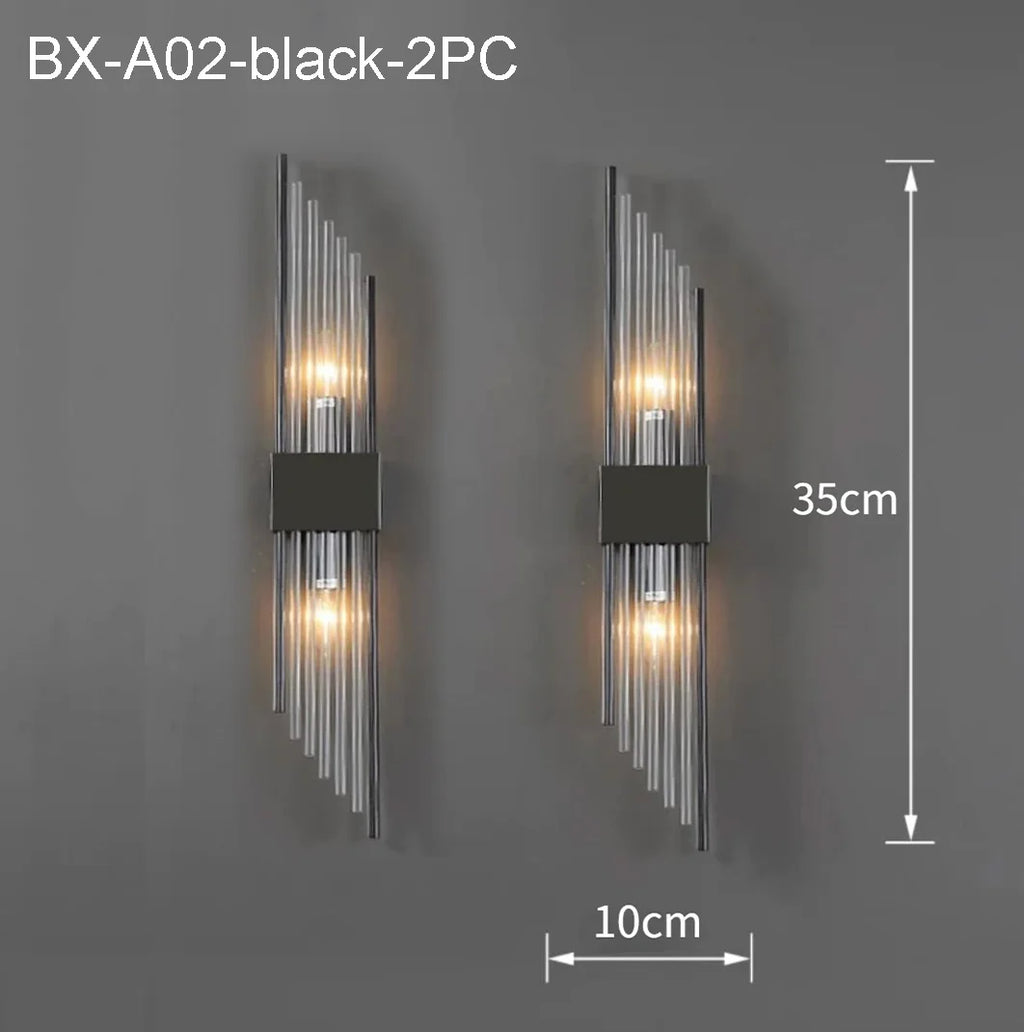 110-240V Crystal Wall Light Golden/Black Stainless Steel Lustre Bedroom Room Decoration LED Neutral Light Lamp