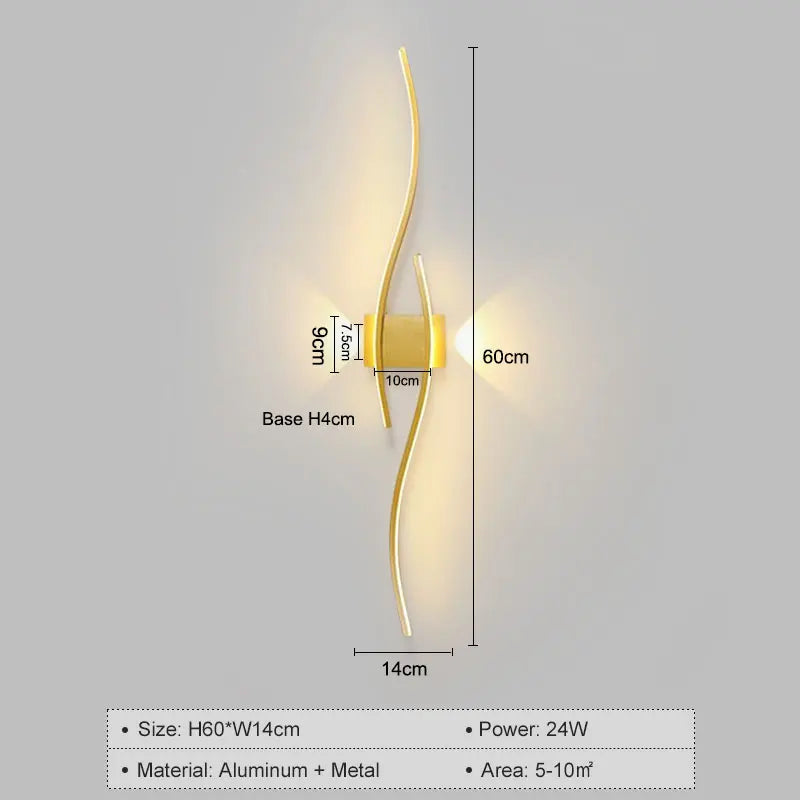 Nordic LED Wall Lights Wall Lamps for Bedside Bedroom Interior Black Gold White Wall Sconce Lighting Fixtures Stairs Aisle Home