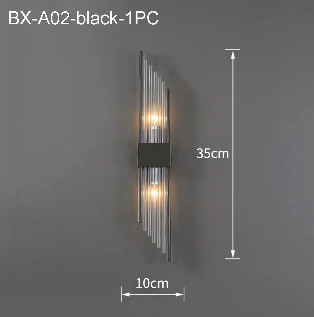 110-240V Crystal Wall Light Golden/Black Stainless Steel Lustre Bedroom Room Decoration LED Neutral Light Lamp
