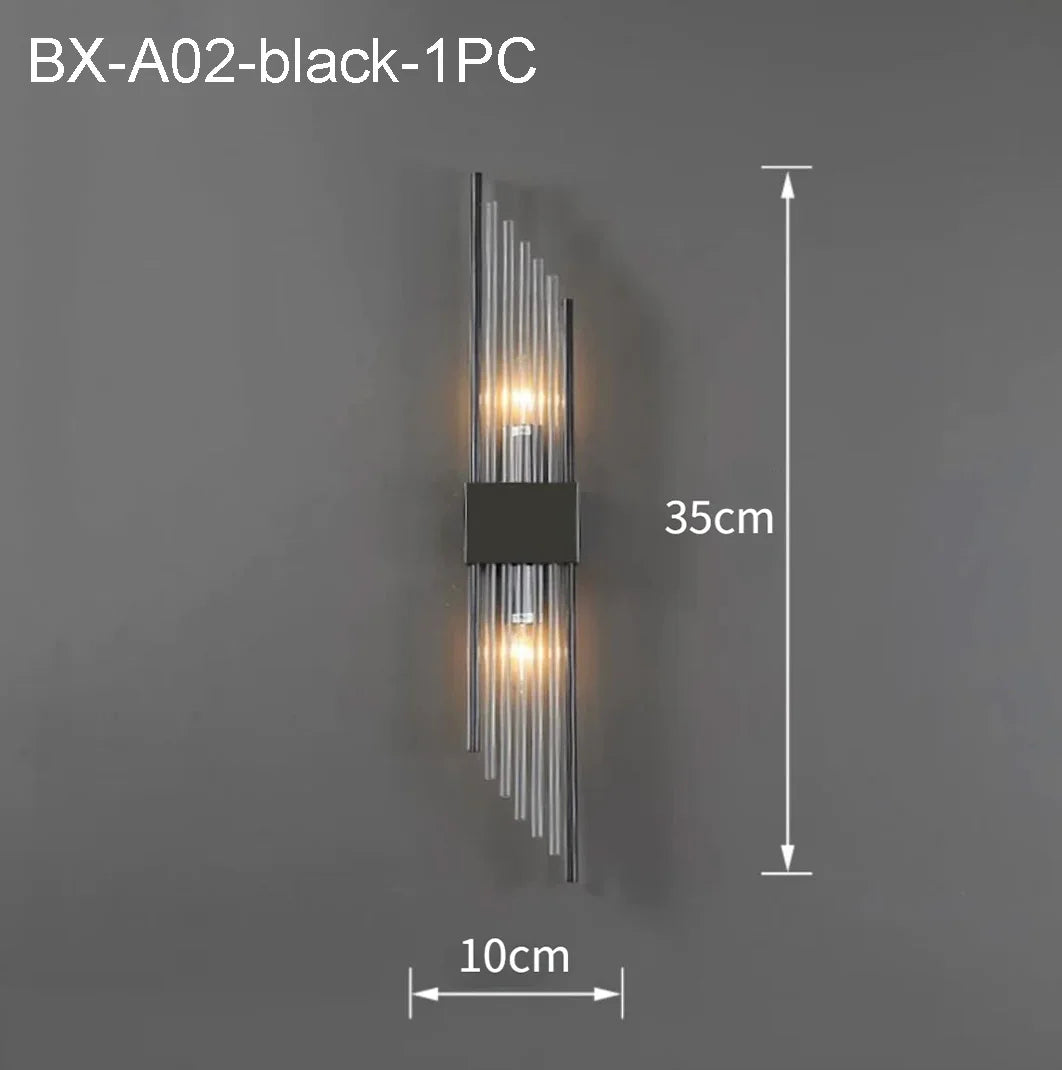 110-240V Crystal Wall Light Golden/Black Stainless Steel Lustre Bedroom Room Decoration LED Neutral Light Lamp