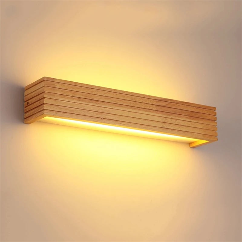 Modern Japan Style Led Oak Wooden Wall Lamps Lights Bedroom Bed Lamp Bathroom Home Wall Sconce Solid Wood Wall Light Fixtures