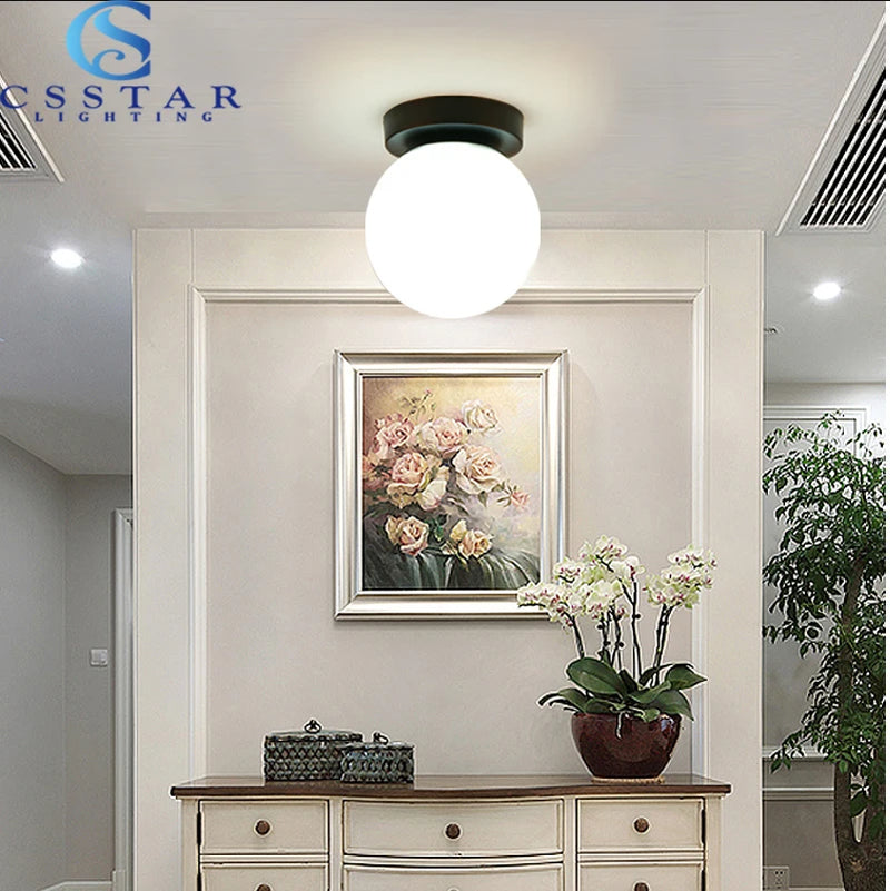 Nordic Simple Modern round Glass Ball Ceiling Lamp Living Room Lighting Hallway Ceiling Light Bedroom Lamp Led Light