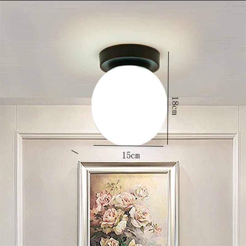 Nordic Simple Modern round Glass Ball Ceiling Lamp Living Room Lighting Hallway Ceiling Light Bedroom Lamp Led Light