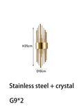 110-240V Crystal Wall Light Golden/Black Stainless Steel Lustre Bedroom Room Decoration LED Neutral Light Lamp