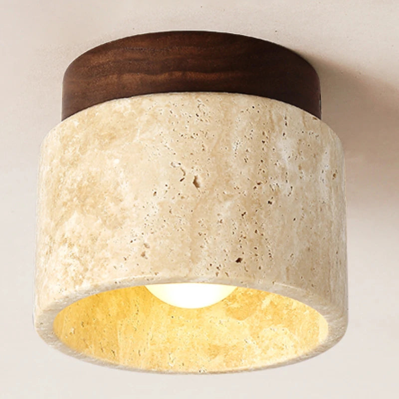 Led Ceiling Lamp Surface Mounted Downlight Japanese Style Stone Wood Light round 110V220V for Living Room Corridor Porch Balcony