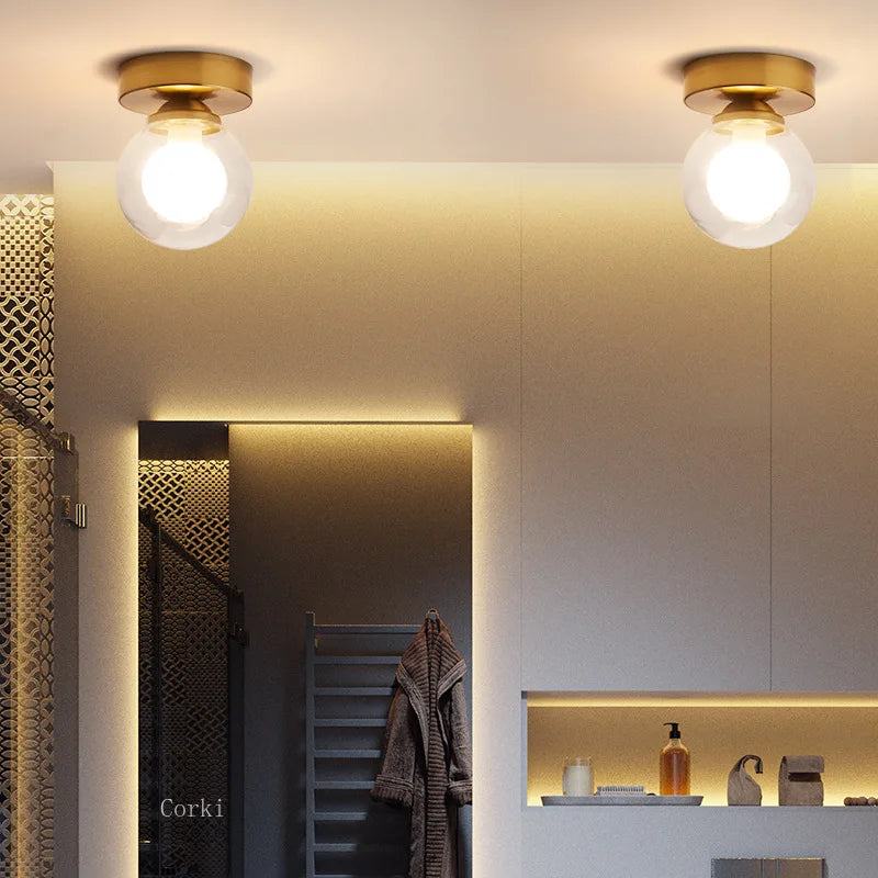 Modern Simple Corridor Ceiling Light Nordic Personality Creative round Glass Ball Ceiling Lamp for Home Decor Fixtures