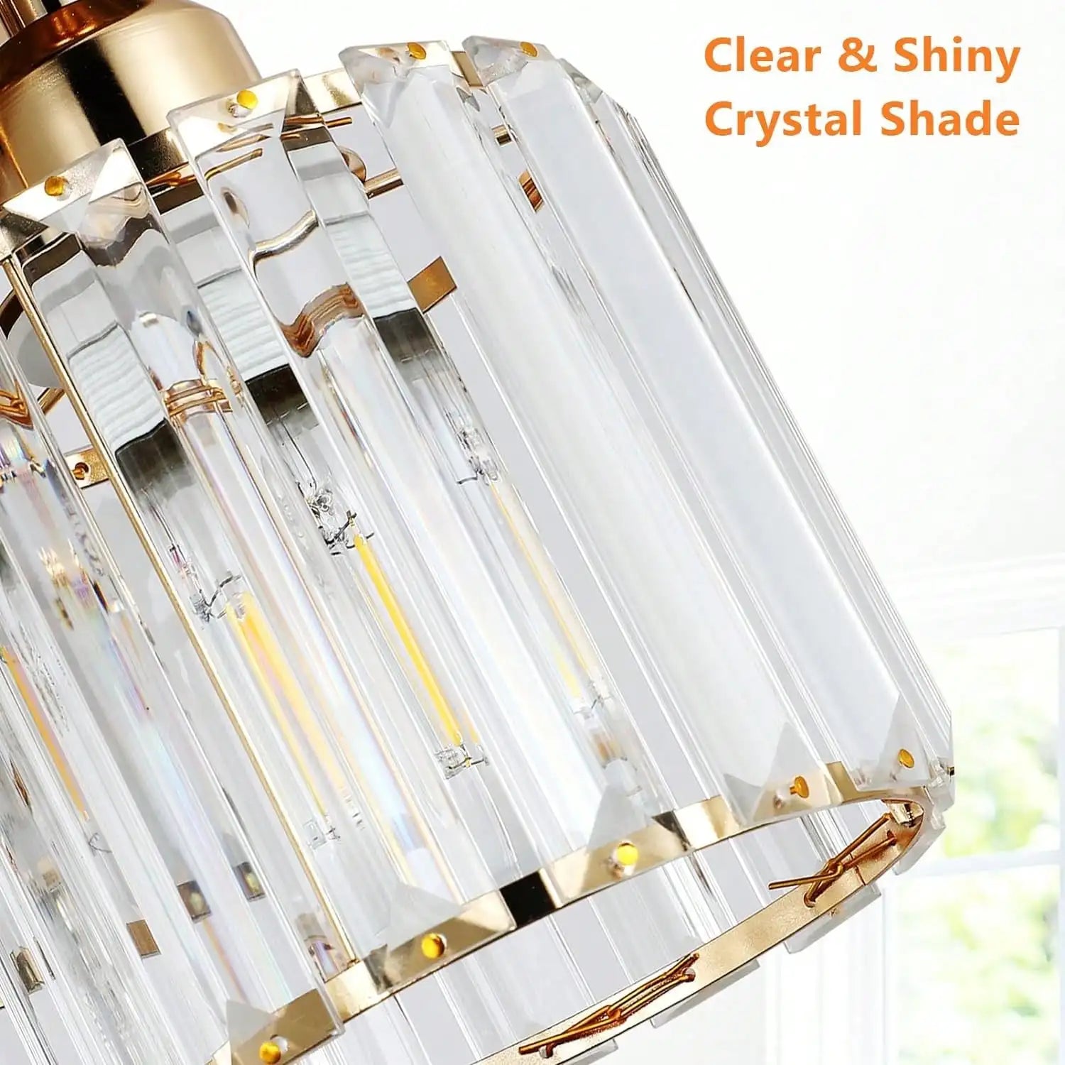 3-Light Modern Semi-Flush Mount Ceiling Light, Gold Crystal Glass Close to Ceiling Lighting Fixture for Kitchen Hallway Bedroom