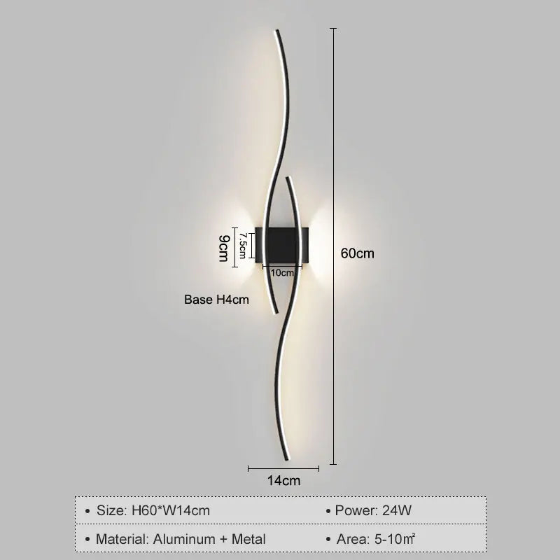 Nordic LED Wall Lights Wall Lamps for Bedside Bedroom Interior Black Gold White Wall Sconce Lighting Fixtures Stairs Aisle Home