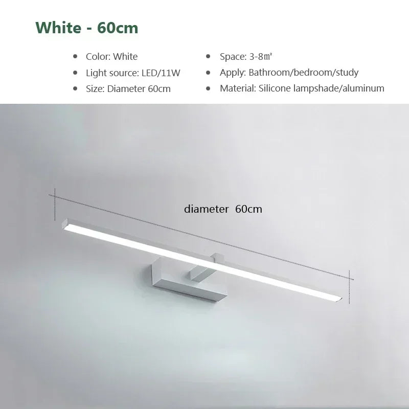 LED Bathroom Mirror Light, Modern Wall Sconce for Vanity Bedroom, Aluminum Home Decoration Line Lamp Fixture