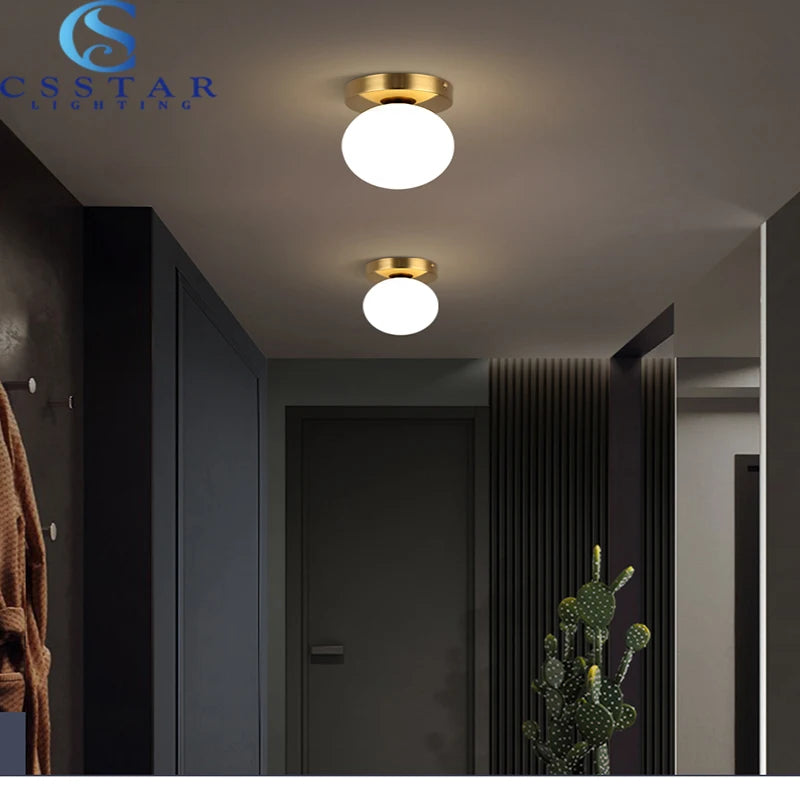 Nordic Simple Modern round Glass Ball Ceiling Lamp Living Room Lighting Hallway Ceiling Light Bedroom Lamp Led Light