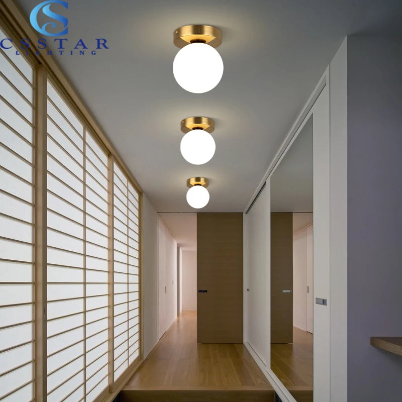 Nordic Simple Modern round Glass Ball Ceiling Lamp Living Room Lighting Hallway Ceiling Light Bedroom Lamp Led Light