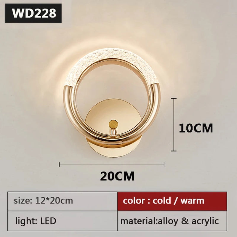 Modern Nordic Luxury Decor Wall Lamp Iron Base Acrylic Lampshade Exquisite Night Sconce Light LED Bedroom Decoration Wall Lustre