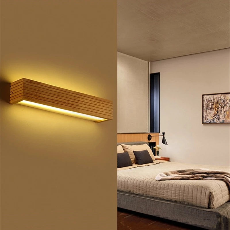Modern Japan Style Led Oak Wooden Wall Lamps Lights Bedroom Bed Lamp Bathroom Home Wall Sconce Solid Wood Wall Light Fixtures