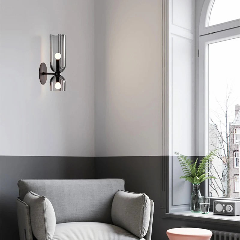 Nordic Minimalist Creative Glass Wall Lamp Hallway Foyer Bedroom Living Room Bedside Lamp Study Art Light Luxury Wall Lamp