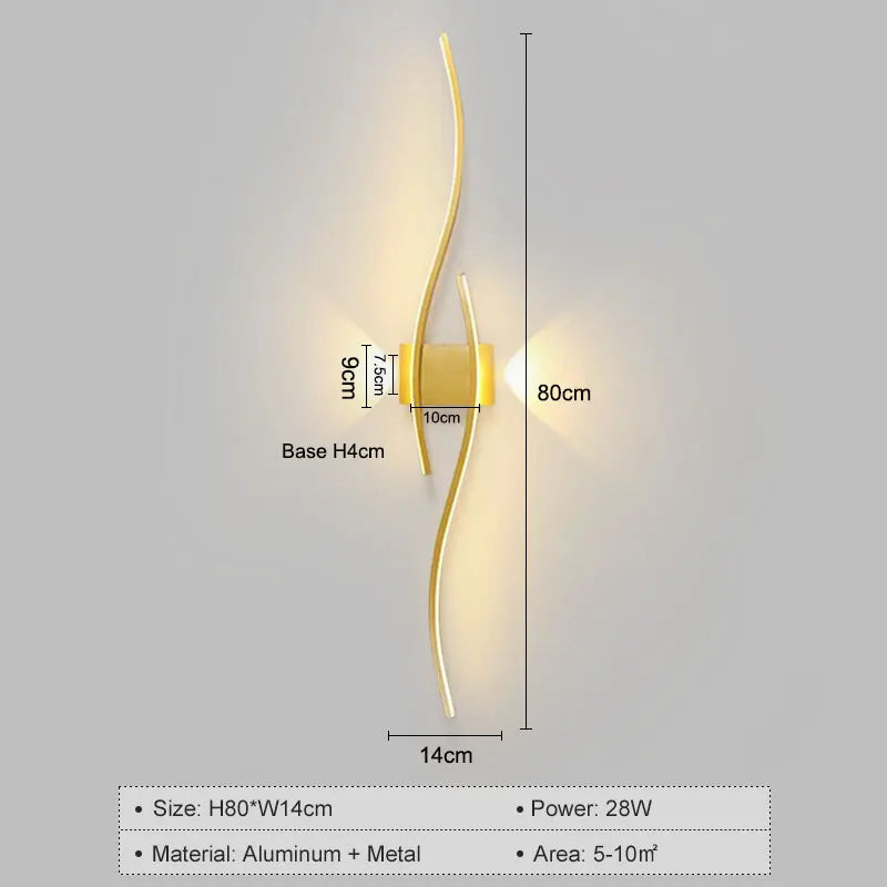 Nordic LED Wall Lights Wall Lamps for Bedside Bedroom Interior Black Gold White Wall Sconce Lighting Fixtures Stairs Aisle Home