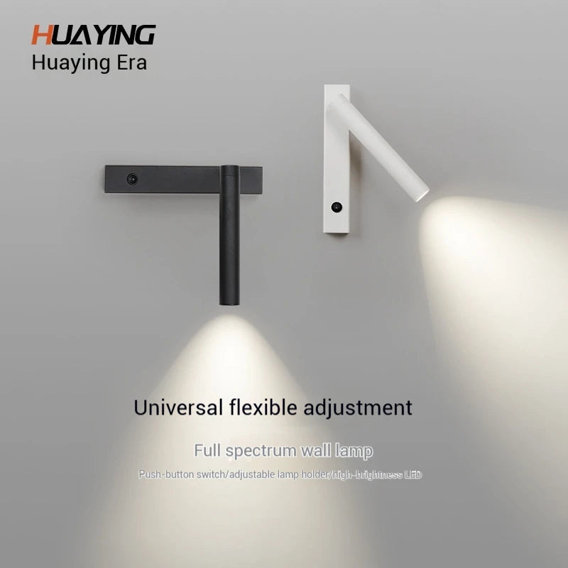 3W 5W Wall Lamp Backlight Rotation Adjustable Light Hotel Bedroom Bedside Study Reading Sconce Lamp with Switch Northern Style