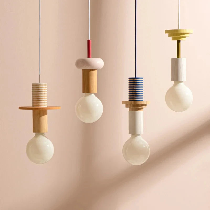 Modern Wood LED Pendant Lights Nordic Kitchen Home Decor Hanging Lamp Restaurant Ceiling Chandelier Lustre Bedroom Light Fixture