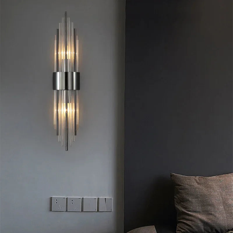 110-240V Crystal Wall Light Golden/Black Stainless Steel Lustre Bedroom Room Decoration LED Neutral Light Lamp