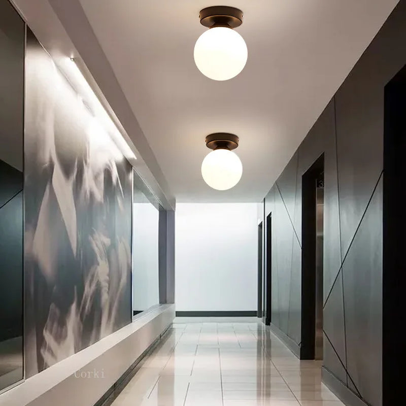 Modern Simple Corridor Ceiling Light Nordic Personality Creative round Glass Ball Ceiling Lamp for Home Decor Fixtures