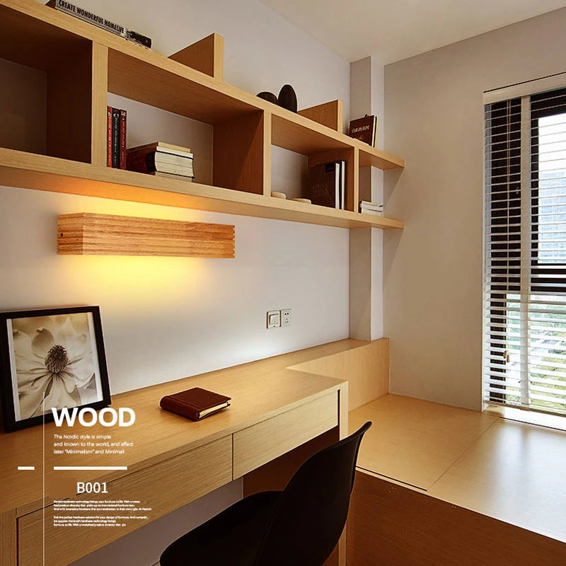 Modern Japan Style Led Oak Wooden Wall Lamps Lights Bedroom Bed Lamp Bathroom Home Wall Sconce Solid Wood Wall Light Fixtures