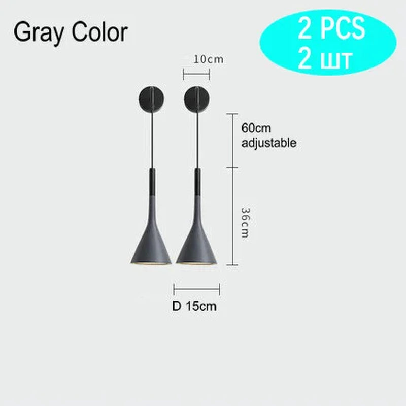 Modern Bedroom Bedside Wall Lights Gray White Black Aluminium Wall Sconces LED E27 Wall Lamp Indoor Living Room Illuminaire