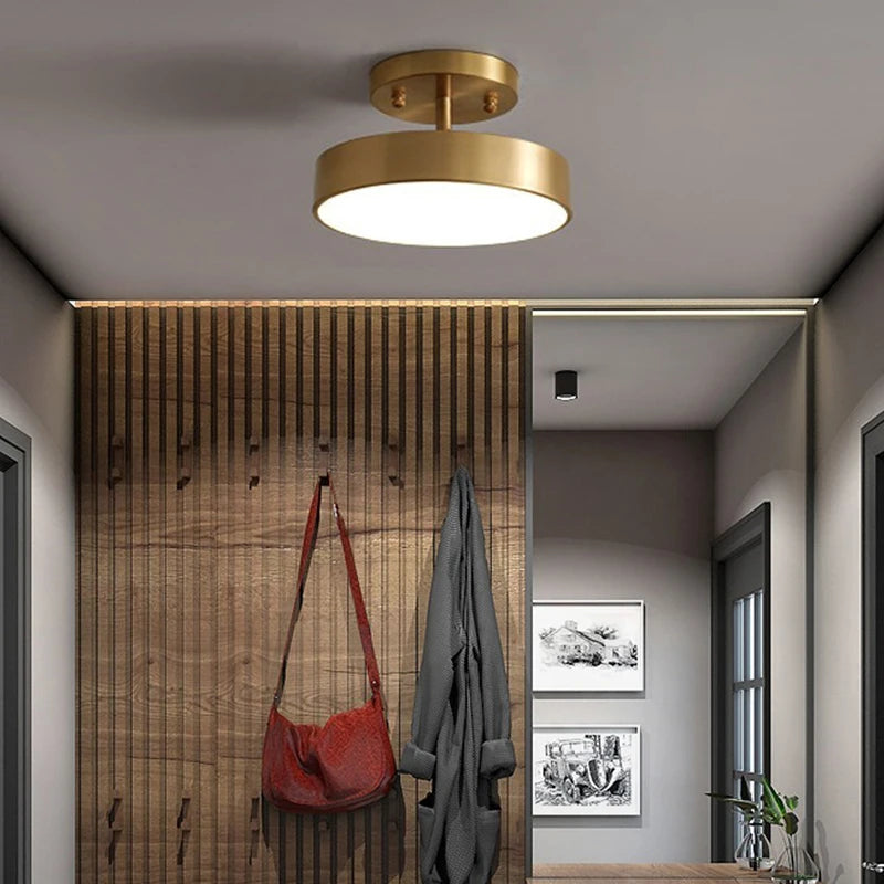 Modern LED Ceiling Light Copper Lamp for Bedroom Living Room Light Nordic round Gold Black Entryway Corridor Aisle Decor Fixture