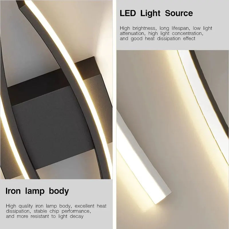 Nordic LED Wall Lights Wall Lamps for Bedside Bedroom Interior Black Gold White Wall Sconce Lighting Fixtures Stairs Aisle Home