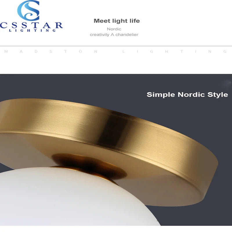 Nordic Simple Modern round Glass Ball Ceiling Lamp Living Room Lighting Hallway Ceiling Light Bedroom Lamp Led Light