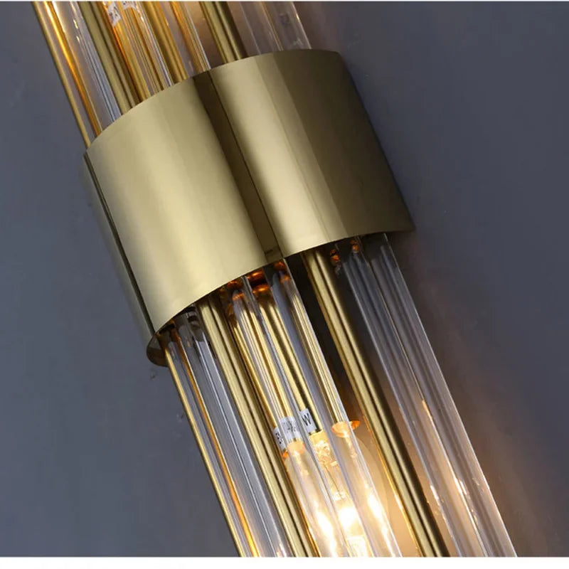 110-240V Crystal Wall Light Golden/Black Stainless Steel Lustre Bedroom Room Decoration LED Neutral Light Lamp