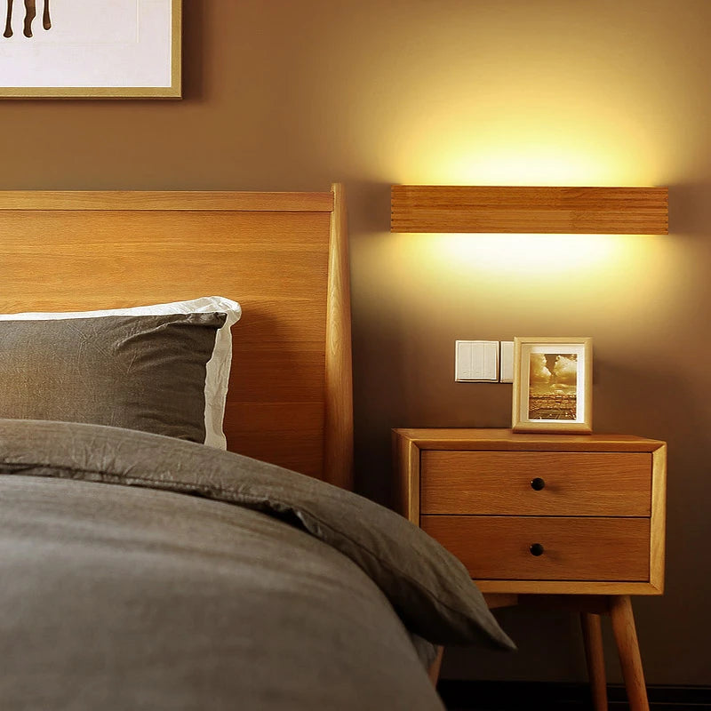 Modern Japan Style Led Oak Wooden Wall Lamps Lights Bedroom Bed Lamp Bathroom Home Wall Sconce Solid Wood Wall Light Fixtures