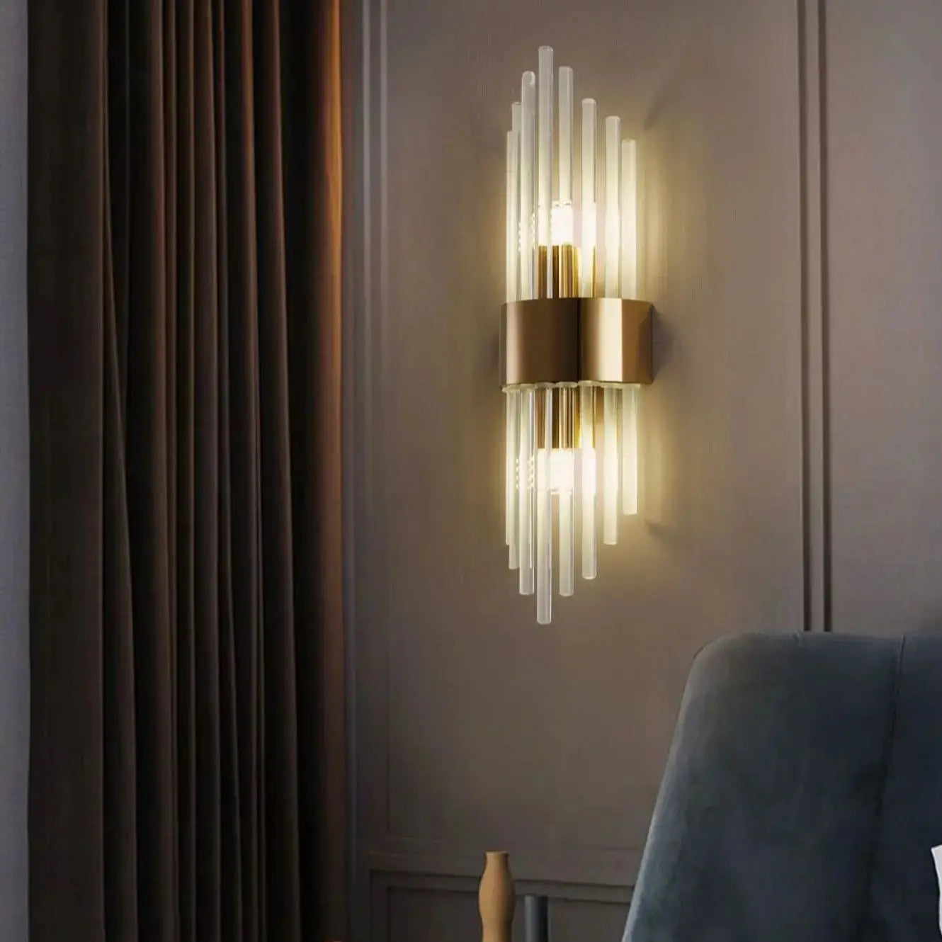 110-240V Crystal Wall Light Golden/Black Stainless Steel Lustre Bedroom Room Decoration LED Neutral Light Lamp