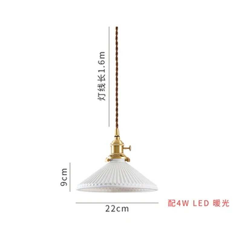 White Ceramic Brass Pendant Lights Fixtures Restaurant Bedroom Bedside Nordic Japanese Style Hanging Lamp LED Hanglampen