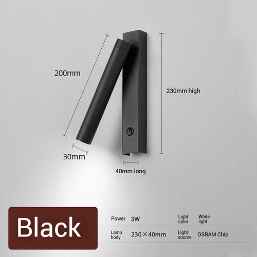 3W 5W Wall Lamp Backlight Rotation Adjustable Light Hotel Bedroom Bedside Study Reading Sconce Lamp with Switch Northern Style