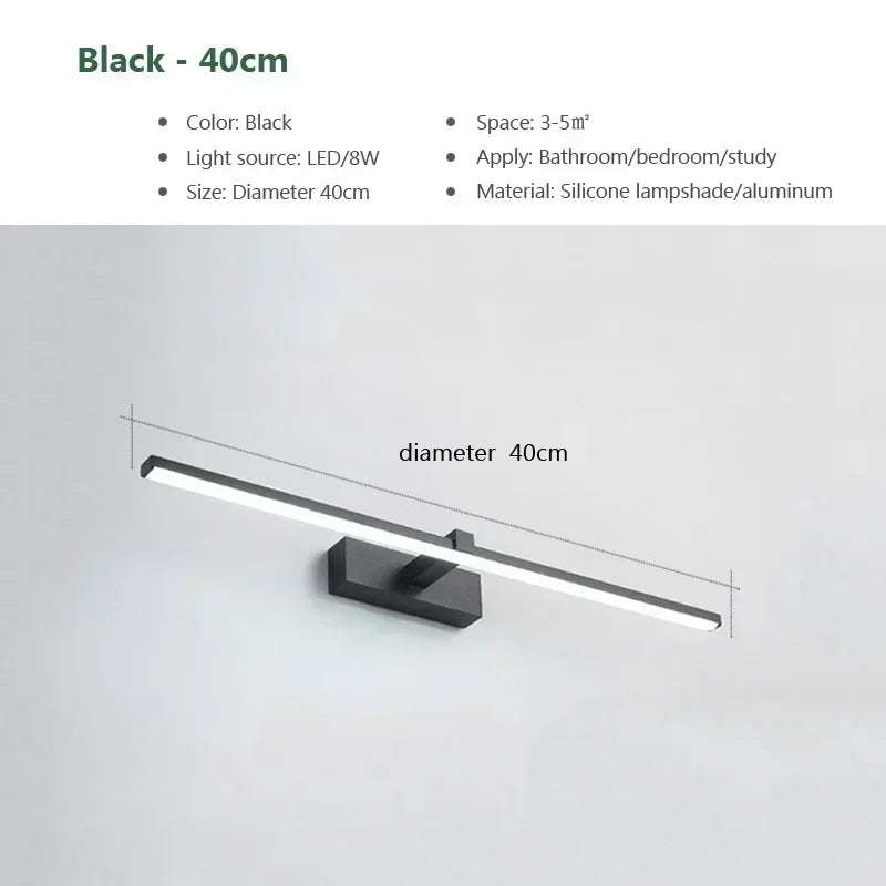 LED Bathroom Mirror Light, Modern Wall Sconce for Vanity Bedroom, Aluminum Home Decoration Line Lamp Fixture