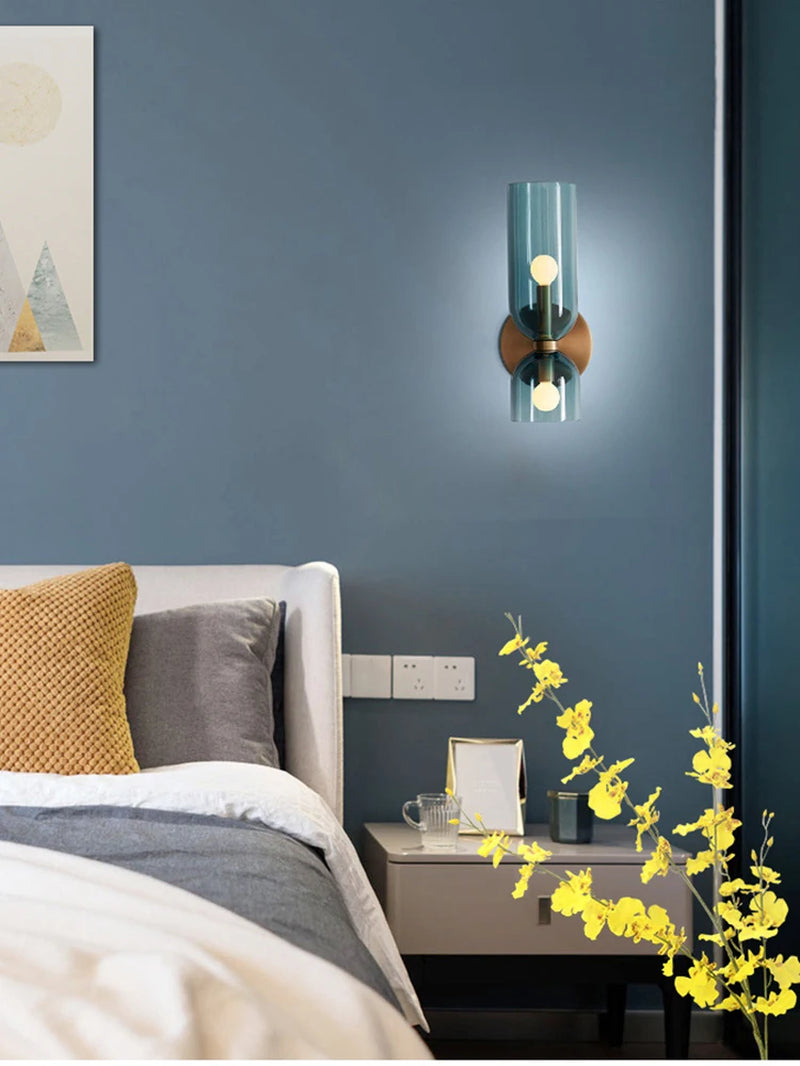 Nordic Minimalist Creative Glass Wall Lamp Hallway Foyer Bedroom Living Room Bedside Lamp Study Art Light Luxury Wall Lamp