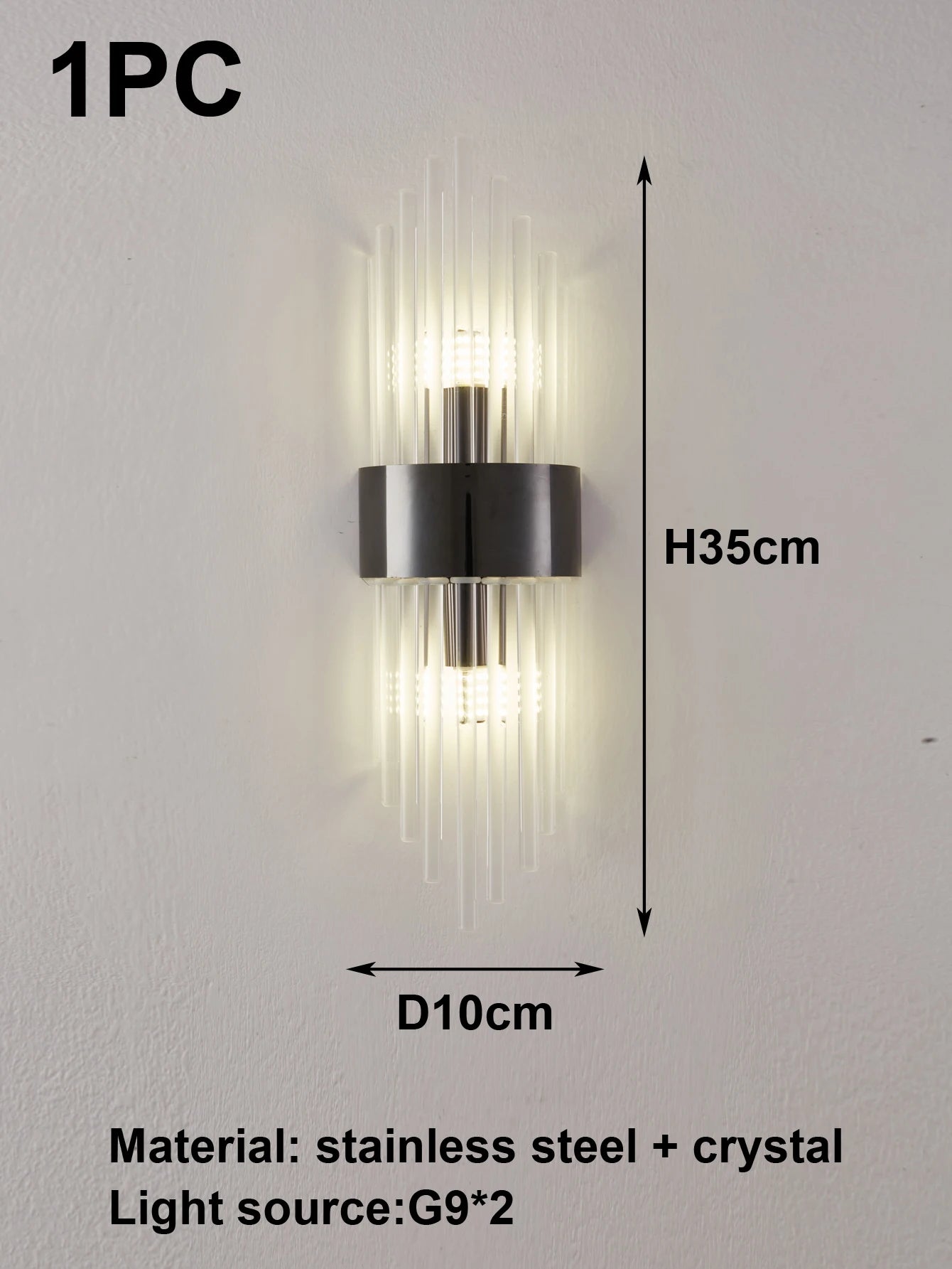 110-240V Crystal Wall Light Golden/Black Stainless Steel Lustre Bedroom Room Decoration LED Neutral Light Lamp