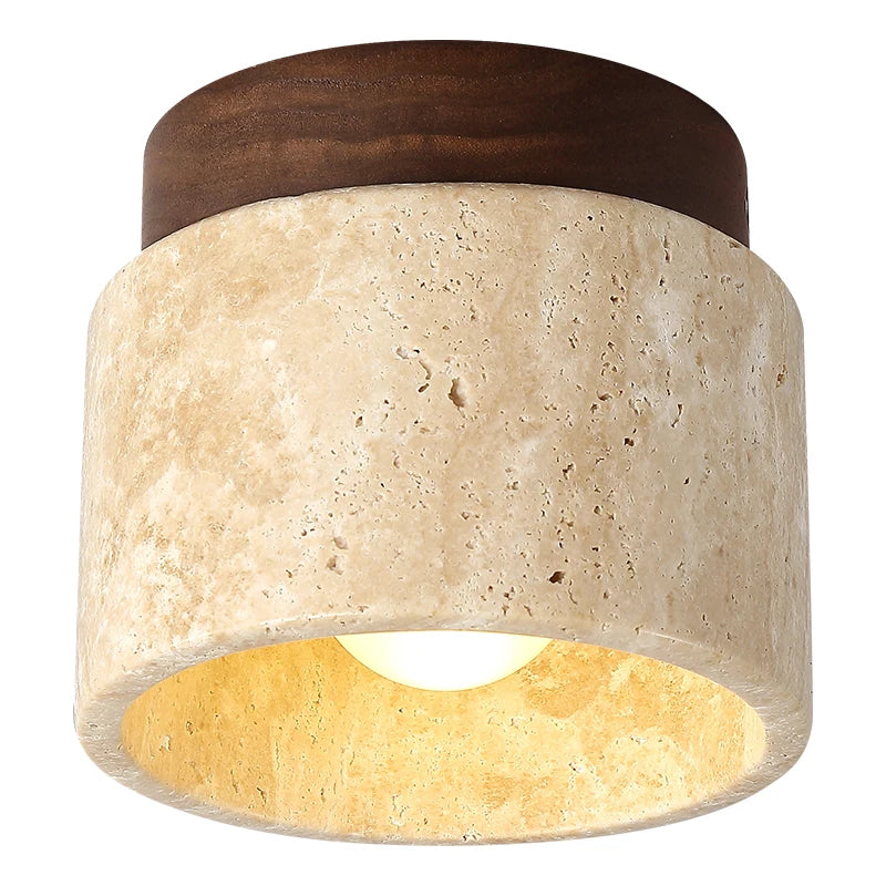 Led Ceiling Lamp Surface Mounted Downlight Japanese Style Stone Wood Light round 110V220V for Living Room Corridor Porch Balcony