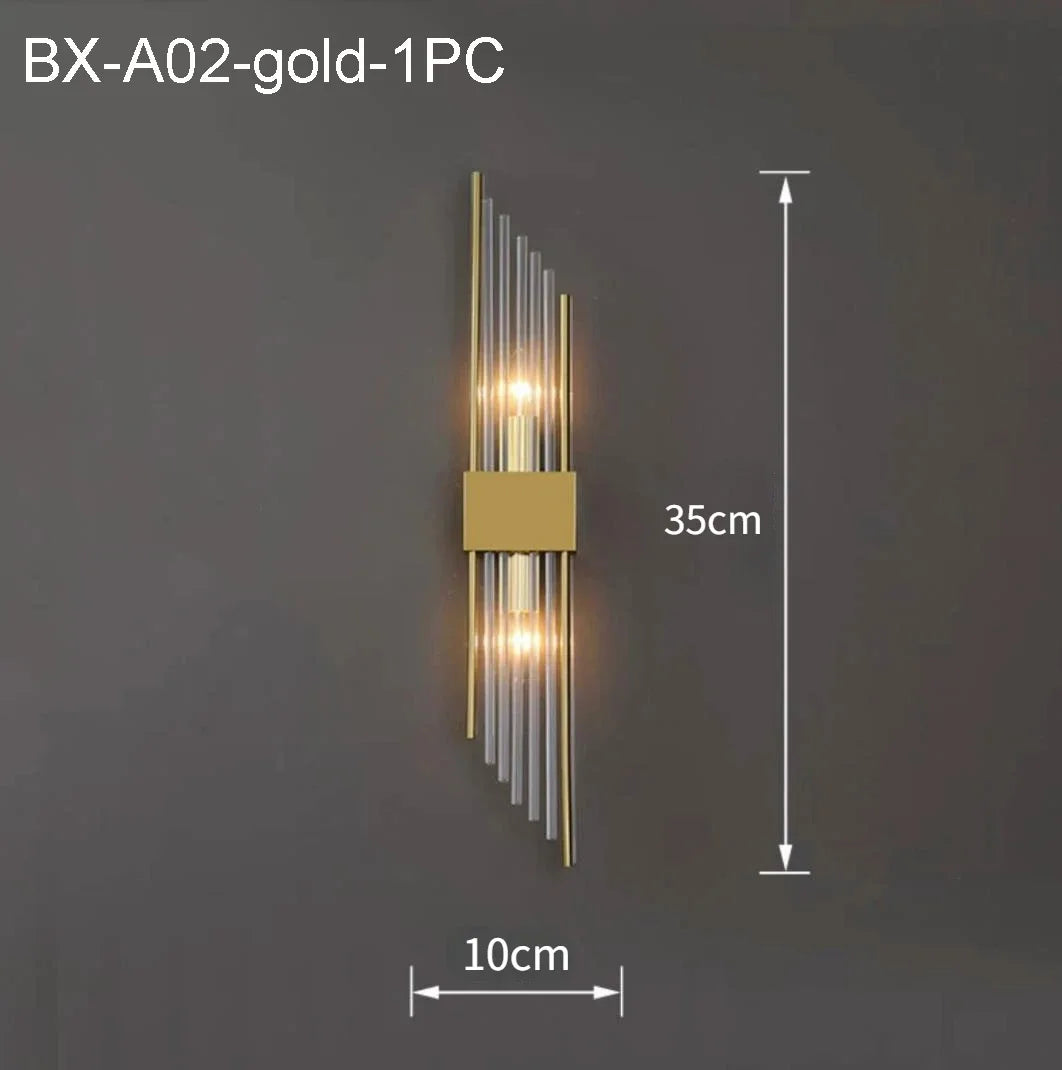 110-240V Crystal Wall Light Golden/Black Stainless Steel Lustre Bedroom Room Decoration LED Neutral Light Lamp
