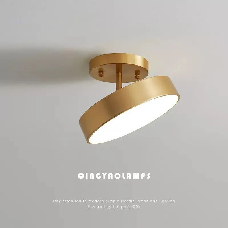 Modern LED Ceiling Light Copper Lamp for Bedroom Living Room Light Nordic round Gold Black Entryway Corridor Aisle Decor Fixture