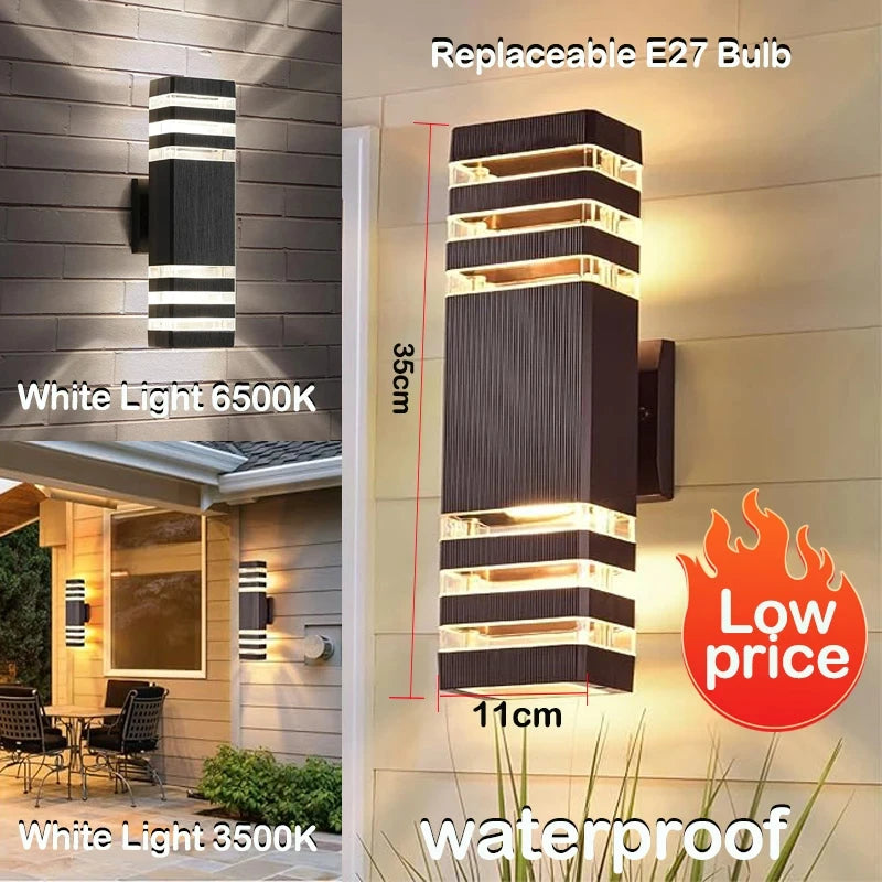 LED Outdoor Wall Lights E27 up down Exterior Wall Sconce IP65 Waterproof Led Sconce Lamp for Porch Front Door Garden Wall Lamp