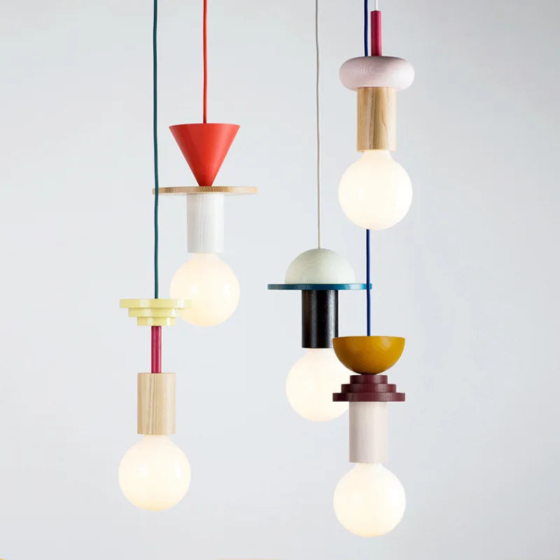 Modern Wood LED Pendant Lights Nordic Kitchen Home Decor Hanging Lamp Restaurant Ceiling Chandelier Lustre Bedroom Light Fixture