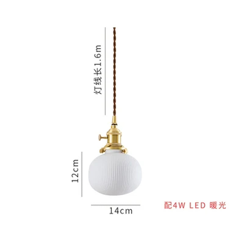 White Ceramic Brass Pendant Lights Fixtures Restaurant Bedroom Bedside Nordic Japanese Style Hanging Lamp LED Hanglampen