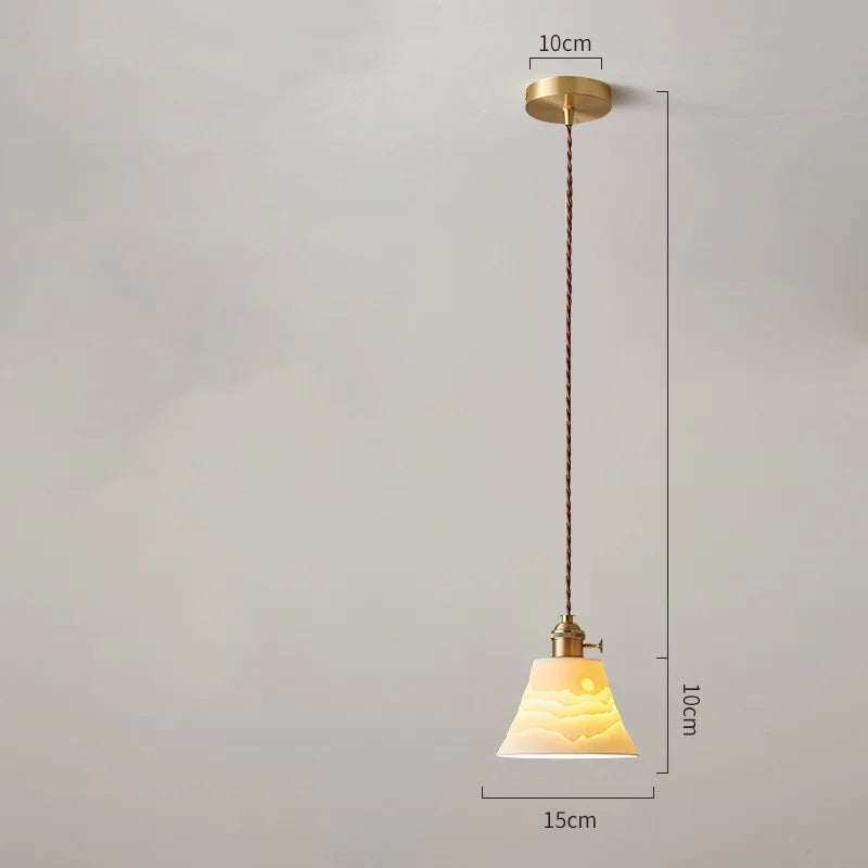White Ceramic Brass Pendant Lights Fixtures Restaurant Bedroom Bedside Nordic Japanese Style Hanging Lamp LED Hanglampen