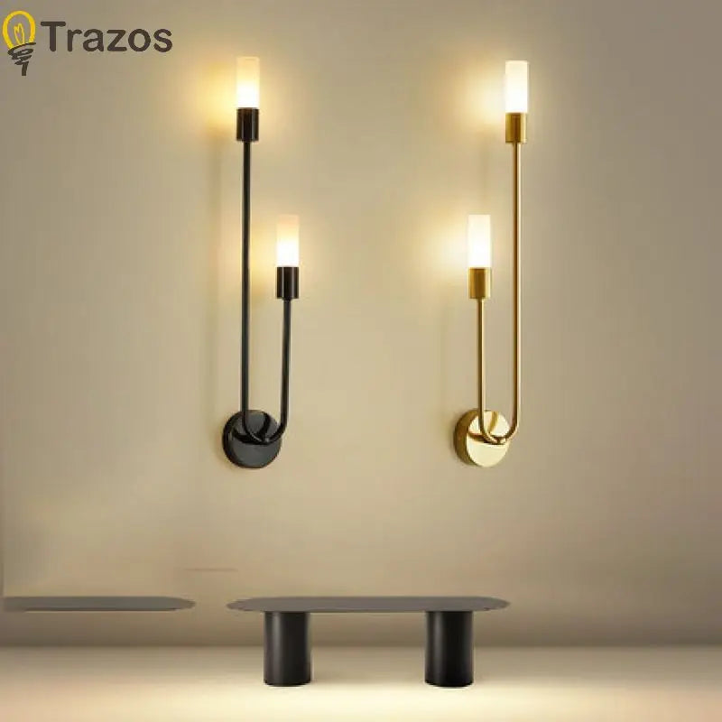 Nordic Luxury Wall Lamp Living Room Modern Minimalist LED Black Gold Creative TV Background Wall Corridor Bedroom Bedside Lamp