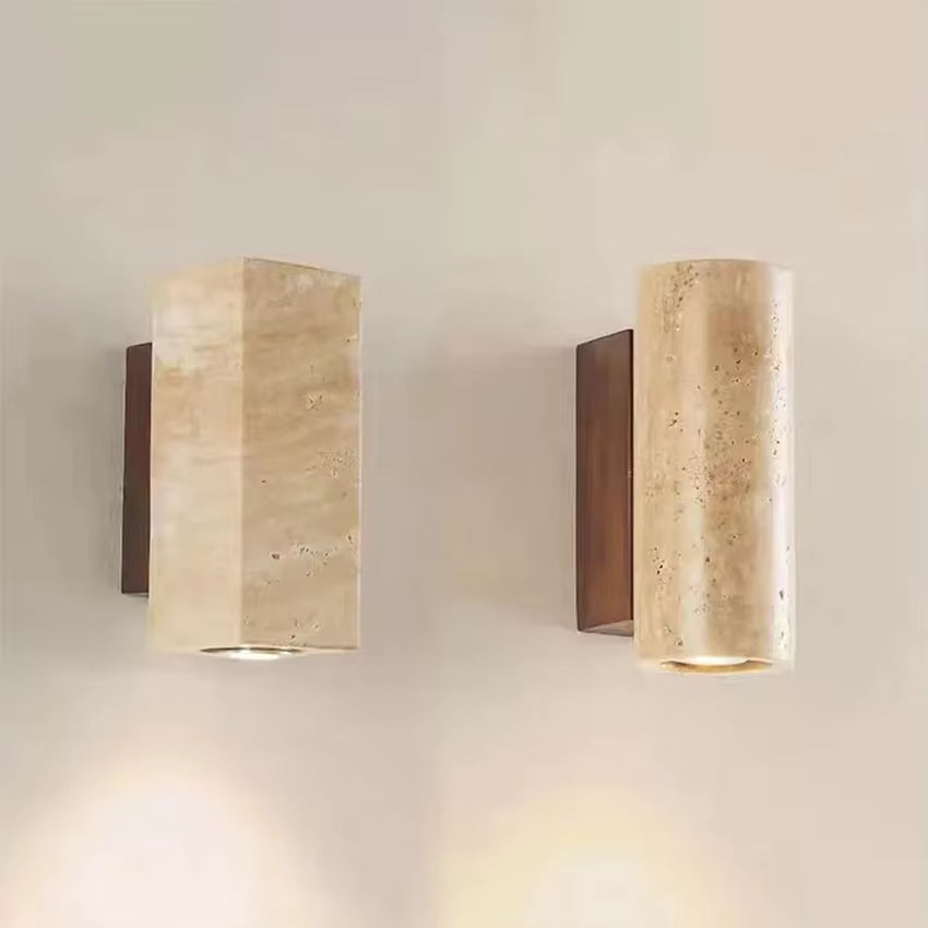 Wabi Sabi Yellow Marble Wall Lamp Led Bedside Japan Bedroom Living Room Wall Light Travertine Stair Corridor Decor Sconce