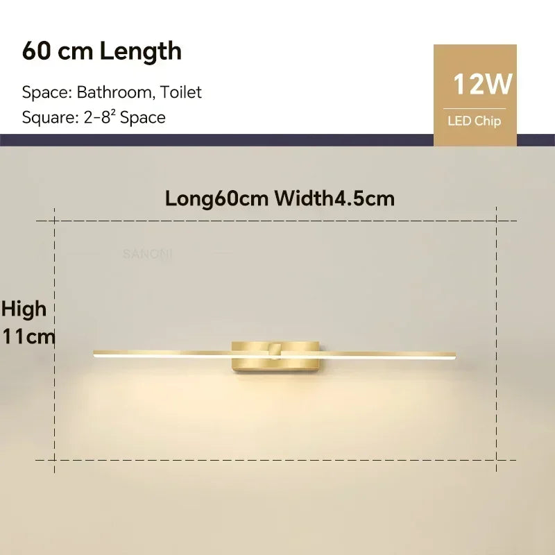 Modern LED Wall Light Bathroom Hardwares Wall Lamp Three Colors Lights Aluminum Led Bathroom Bath Mirror Line Lamp Make up Light